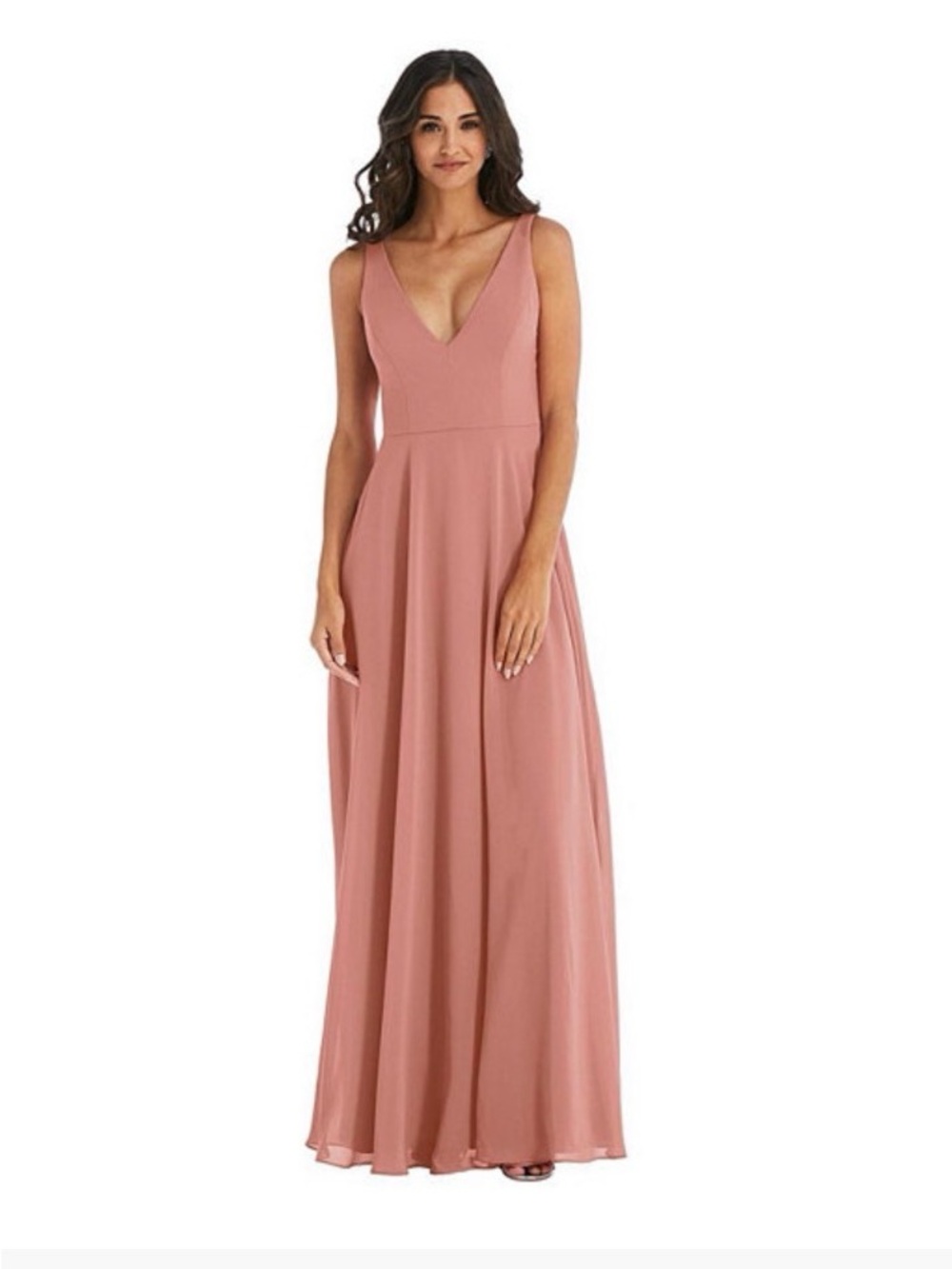 NWT- Desert Rose Deep V-Neck Chiffon Gown